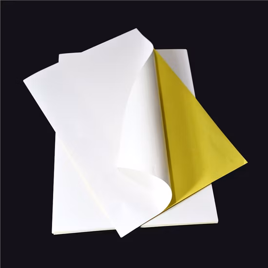 Papier couché mat moulé 80g/adhésif thermofusible/papier antiadhésif en silicone jaune 88g